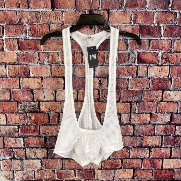 N2N Bodywear Men's Small White Sport Skin Mesh Stretch Singlet Wrestler - NWT - Picture 4 of 7
